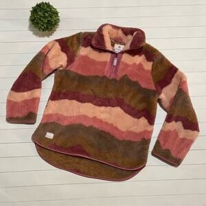 Simply Southern‎ Pink Brown Chevron Plush Quarter Zip Pullover Womens Medium